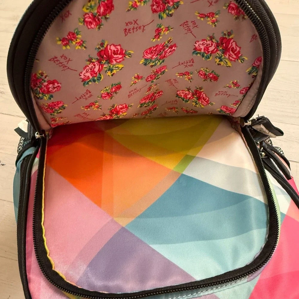 Betsey Johnson‎ multicolor printed nylon backpack rainbow